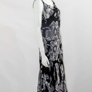 LISA MALO Floral Beaded Dress Cocktail Party Casual Sz 16 Large